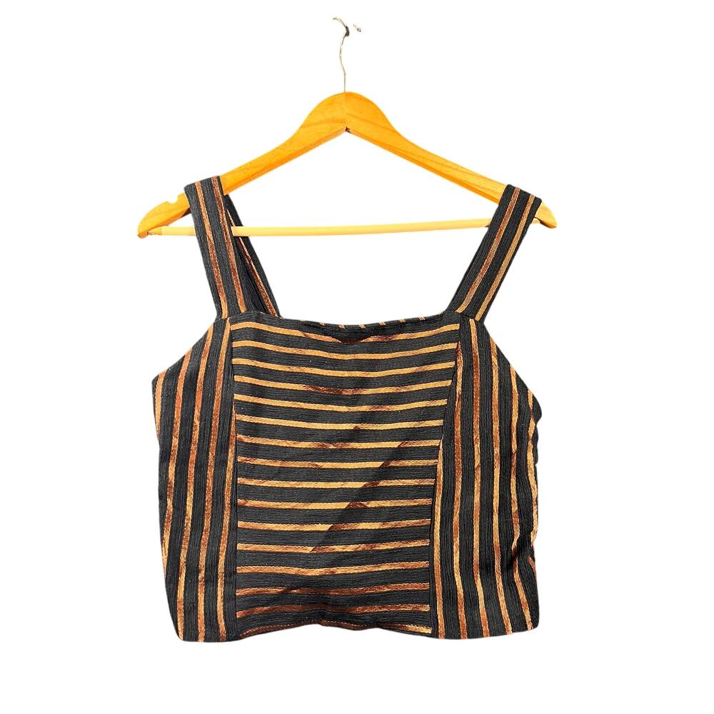 Reserved Strap Crop Top Size L gold and black shirt